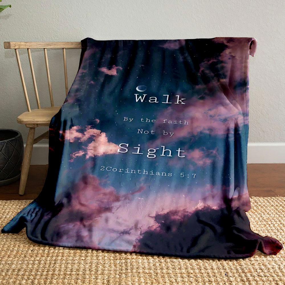 

Walk By Faith Not By Sight Bible Verse Blanket Printed Blanket for Living Room Bed Couch lunch break Soft Cozy Blanket for Friend s festival Gift 80cm x 120cm