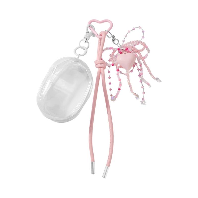 Perlen-Schleifen Schlüsselanhänger Transparente Aufbewahrungstasche Romantik Design Tasche Anhänger Schlüsselring Für Tasche Handy Geldbörse Zubehör