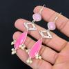 Natürlicher Rosa Chalcedon Sterlingsilber Trendige Hängende Elegante Ohrringe Schmuck