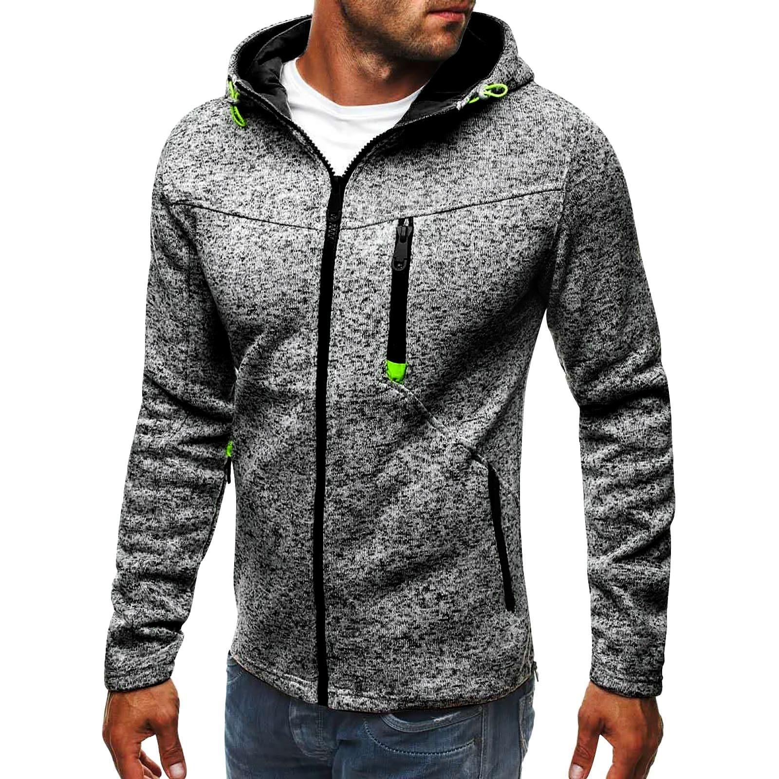 

Men s Casual Camouflage Sports Sweatshirt Long Sleeve Zipper Hooded Jacket Coat S серый
