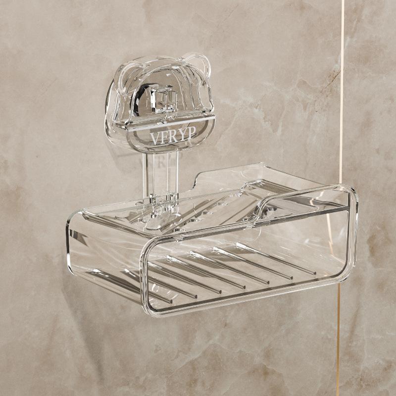 

Мильниця 2-х шарова мильниця з губкою для зливу води Присоска для зберігання посуду Тримач для мила Органайзер для унітазу Аксесуари для ванної кімнати прозорий білий колір