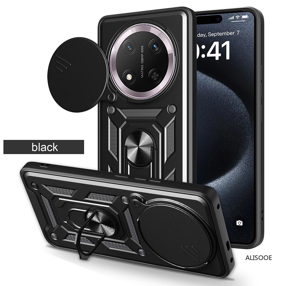 For Honor Magic 7 Lite 5G Case Slide Camera Ring Holder Shockproof Phone Cover for Honor Magic7 Lite Armor Fundas