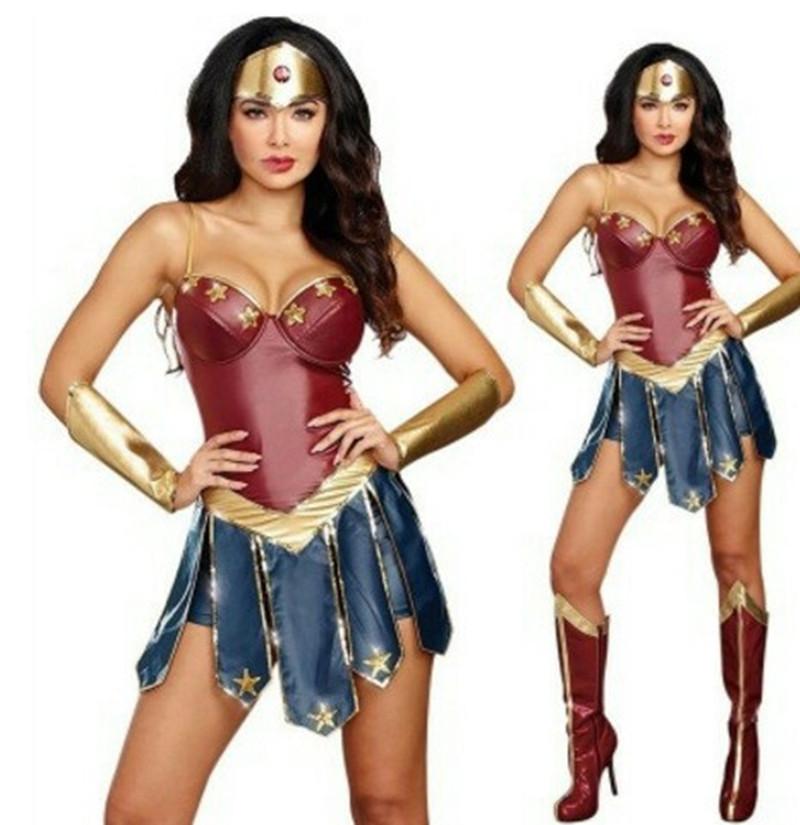 Women s Halloween Gladiator Wonder Woman Costume Set S как