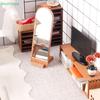 Miniature Wooden Standing Mirror - 1:12 Dollhouse Furniture Accessory for Dollhouse Living Room Decor