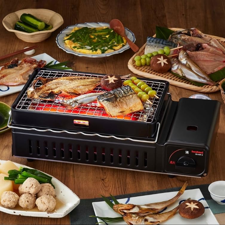 To Iwatani Robatayaki Aburiya 2 Cassette Stove Body Special Grill 3 Cassette Cylinders Kitchen Cloth Included [Ready Use] + + +