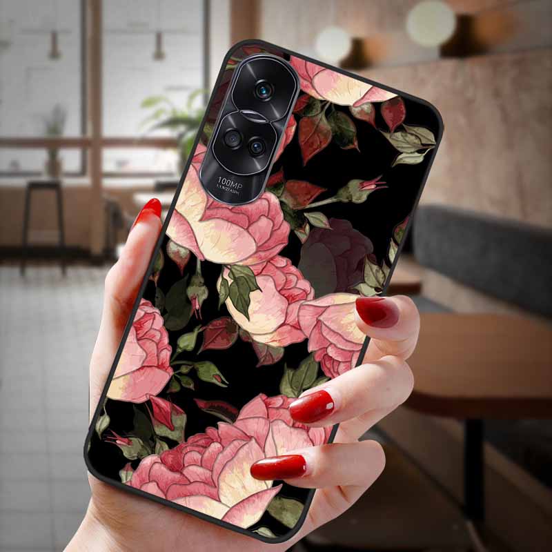 For Honor 90 Lite 5G Case 3D Flower Relief Emboss Silicon Back Cases For Honor 90 Cover Honor90 Pro 90Pro 90Lite Soft Protective