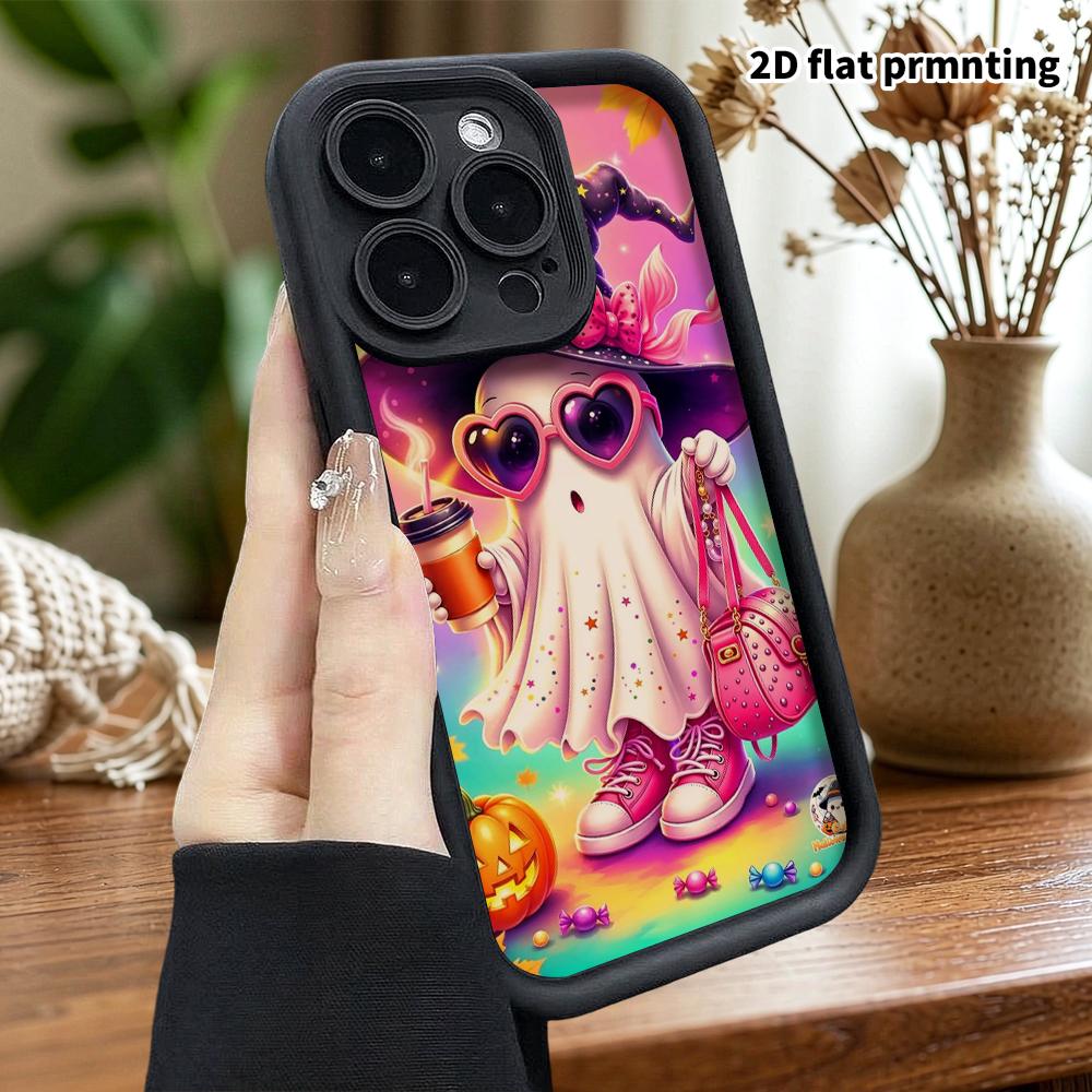 Phone Case: 2D flat, suitable for iPhone 18, 17, 16, 15, 14, 13 Pro protective cases, stylish ghost fashion, perfect Christmas and Halloween holiday g