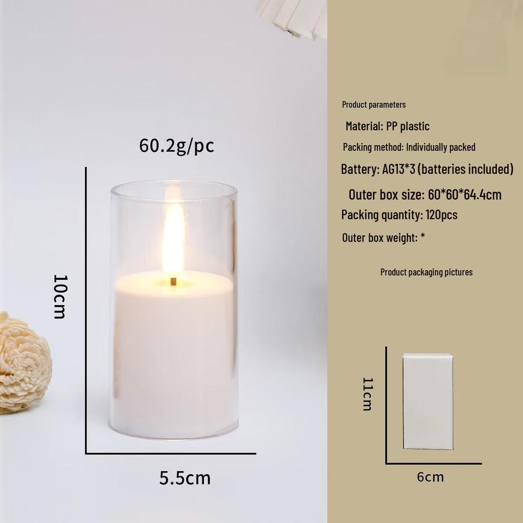 LED Electronic Candle Light Strip with Transparent Lampshade for Bar, Restaurant, KTV, Party, and Outdoor Camping Decor.