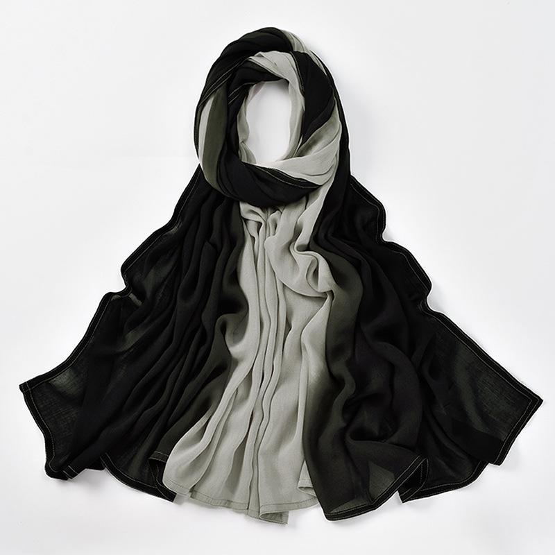 

Autumn new solid color hot-selling gradual change Malay Indonesian cotton headscarf monochrome wide edge modal breathable scarf women 175