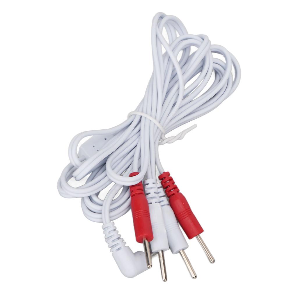 5pcs Electrode Wire 1 To 4 Pin 4.9ft Length Promote Blood Circulation Multifunctional 2.5mm Plug TENS Unit Wire White