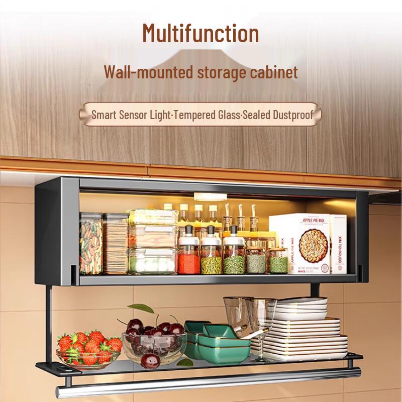 Under-Cabinet Pull-Down Spice Rack with Sensor Light