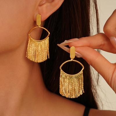Personalized Geometric Chain Tassel Dangle Earrings for Women Ladies Europea and America Fashionable Drop Earrings Jewelry Gifts