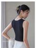 Women's Black Camisole Vest with Chest Pads - Summer Short Chic Bra Top