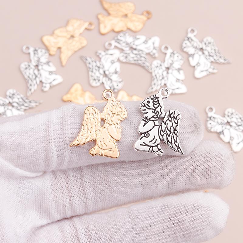 20pcs 25x17mm Metal Alloy Wings Cupid Angel Pendants Charms for DIY Bracelets Necklaces Handmade Finding CLE