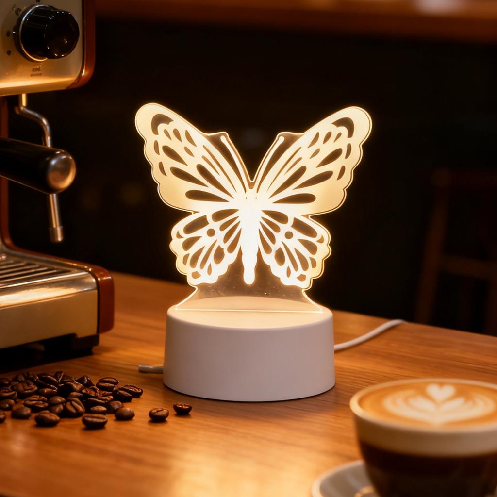 USB Warm Light Butterfly 3D Luminous Night Light, a Small Gift for Family and Friends, Home Decoration