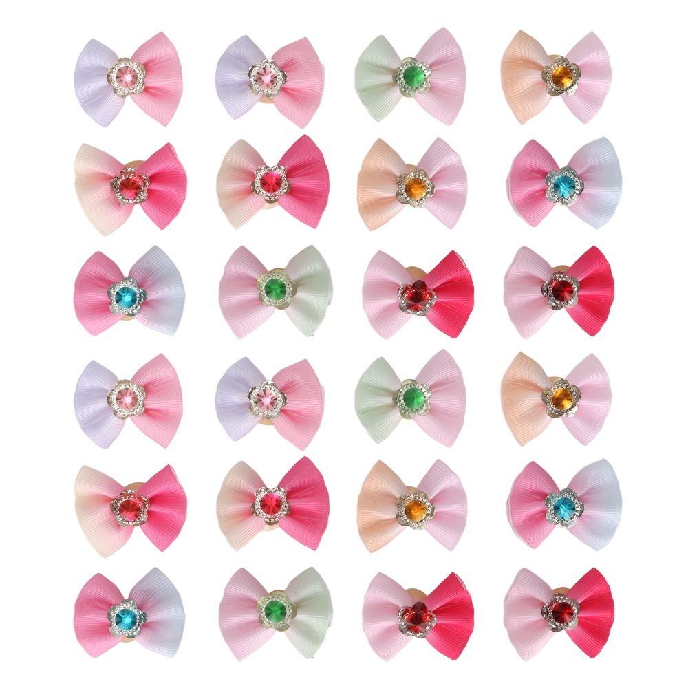 24Pcs Small Size Dog Hair Bows Elastic Rubber Band Dog Bow Hair Ties  Pet Daily Decoration