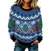 Women's Casual Long Sleeve Christmas Print Neck Knit Pullover Sweater Top
