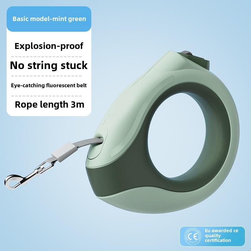 

Круглый автоматический поводок для собак с подсветкой для домашних животных, противовзрывной, с одним щелчком, телескопический поводок для выгула собак