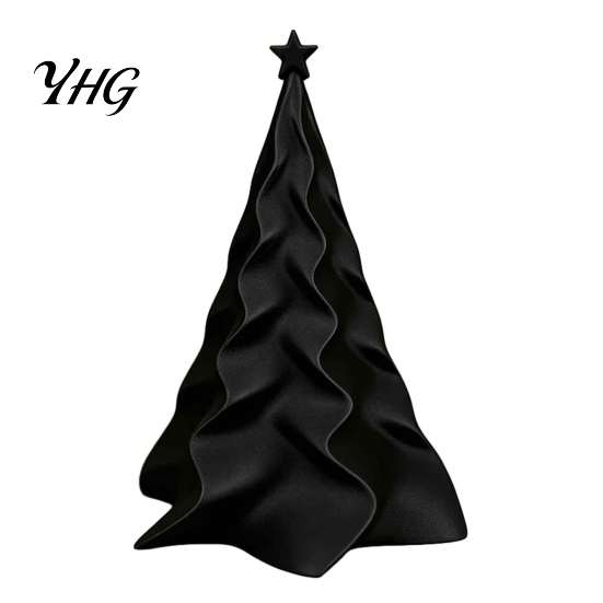Decor de brad Top Stea Stratificat Ornament de Crăciun Pliat Imprimat 3D, Sculptură Decorativă Mică Ondulată pentru Birou Modernă de Sărbători cu Vârf pentru Casă