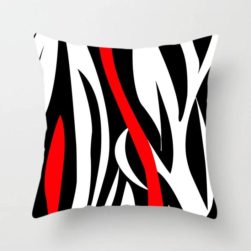 Black and Red Geometric Decorative Pillowcases Living Room Office Home Pillowcases Car Ornaments