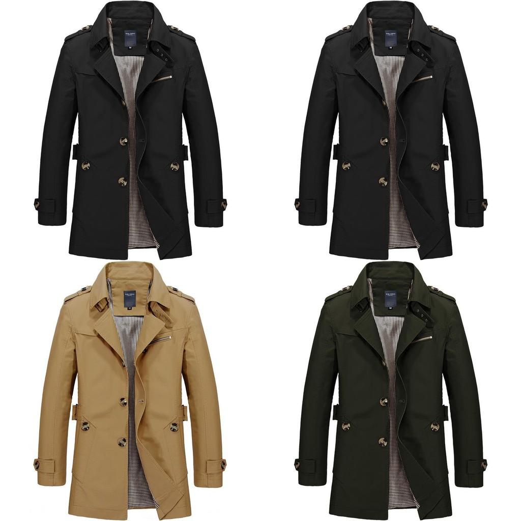 Men's Winter Mid-long Jacket Stylish Casual Overcoat With Lapel Collar And Epaulet Design