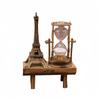 1 Piece Creative Retro Iron Tower Decoration, Minimalist Home Decor For Living Room, Study, Office Desk, Wooden Sand Timer Clock