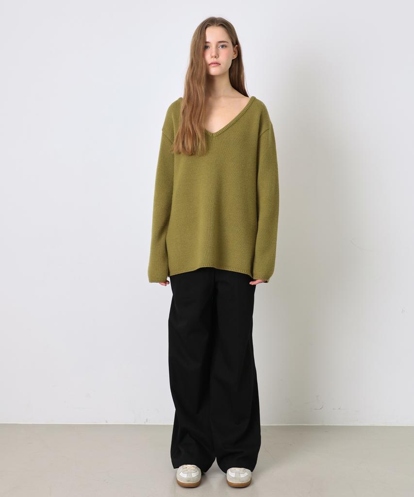 Daenkeudieo Deep Line Wool Knit - Olive