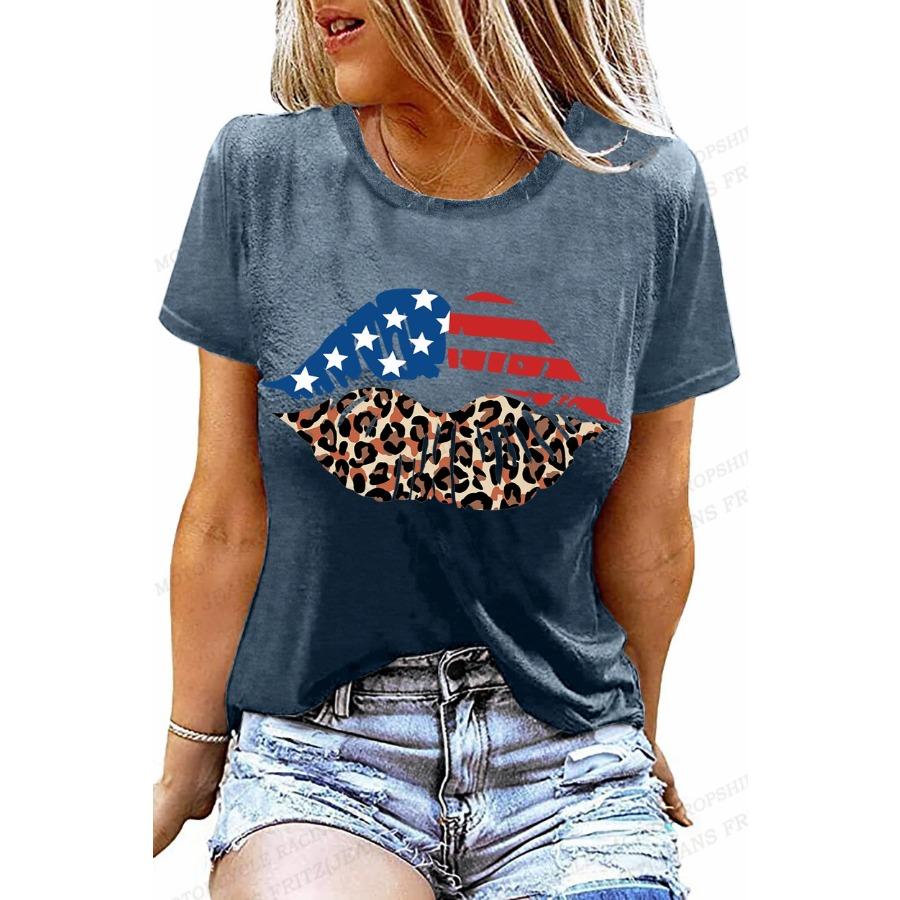 American Flag 3d Print T-shirt Women Fashion Usa Flag T-shirts Vintage T Shirt Casual Short Sleeve Tops Tee Lady Tshirt Distress
