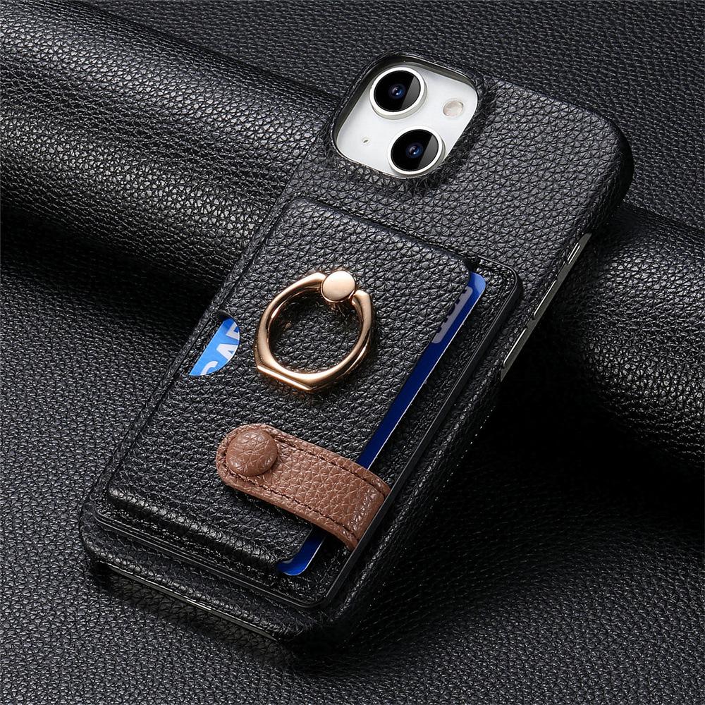 Shockproof Phone Case for IPhone 17 Air 16E 16 15 Plus 14 13 12 Mini 11 Pro Max Ring PU Leather Cards Holder Wallet Cover