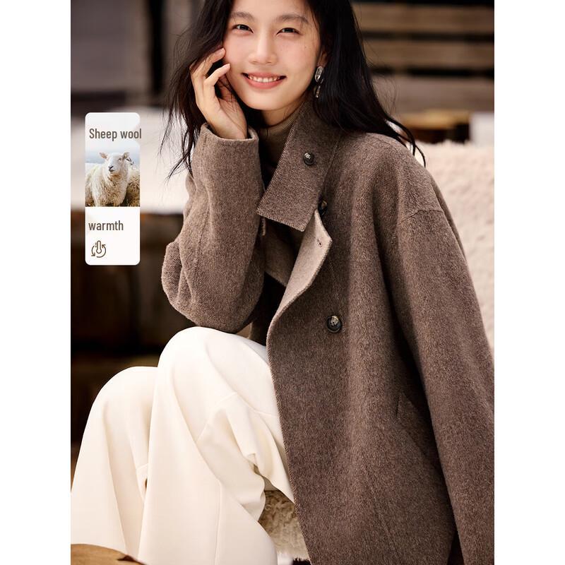 XWI Women's Stand Collar Double-faced Wool Coat