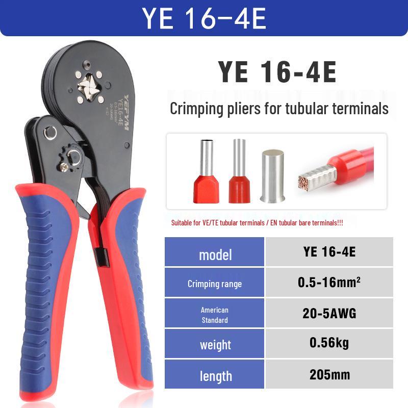 YE16-4E 4-Sided Cold Crimping Pliers for 16 Square Pin Terminals