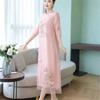 Summer Women Cheongsam Improved Dress Retro Elegant Embroidery Long Dresses Floral Party Dress Chinese Female Clothing