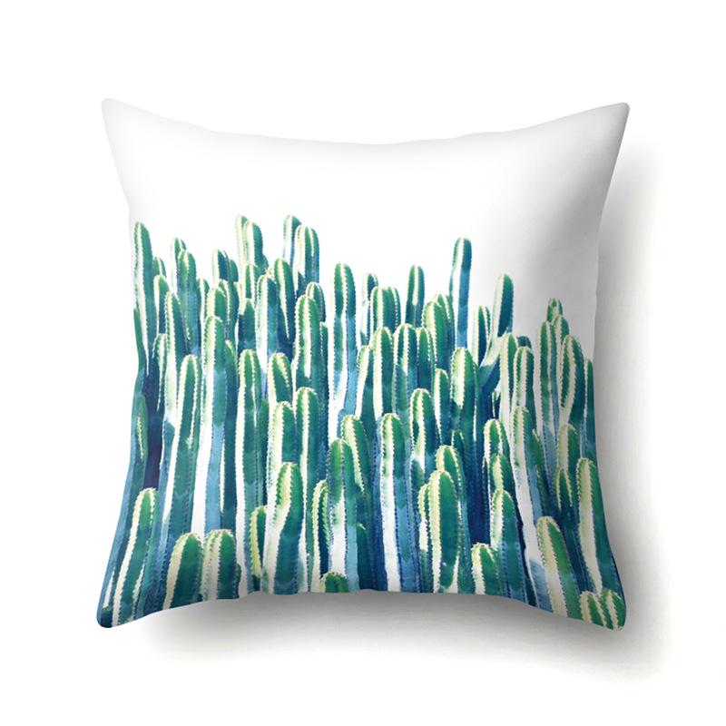 Polyester Pillowcase Nordic Ins Style Plant Flower Print Peach Leather Velvet Pillowcase Car Waist Cushion Cover