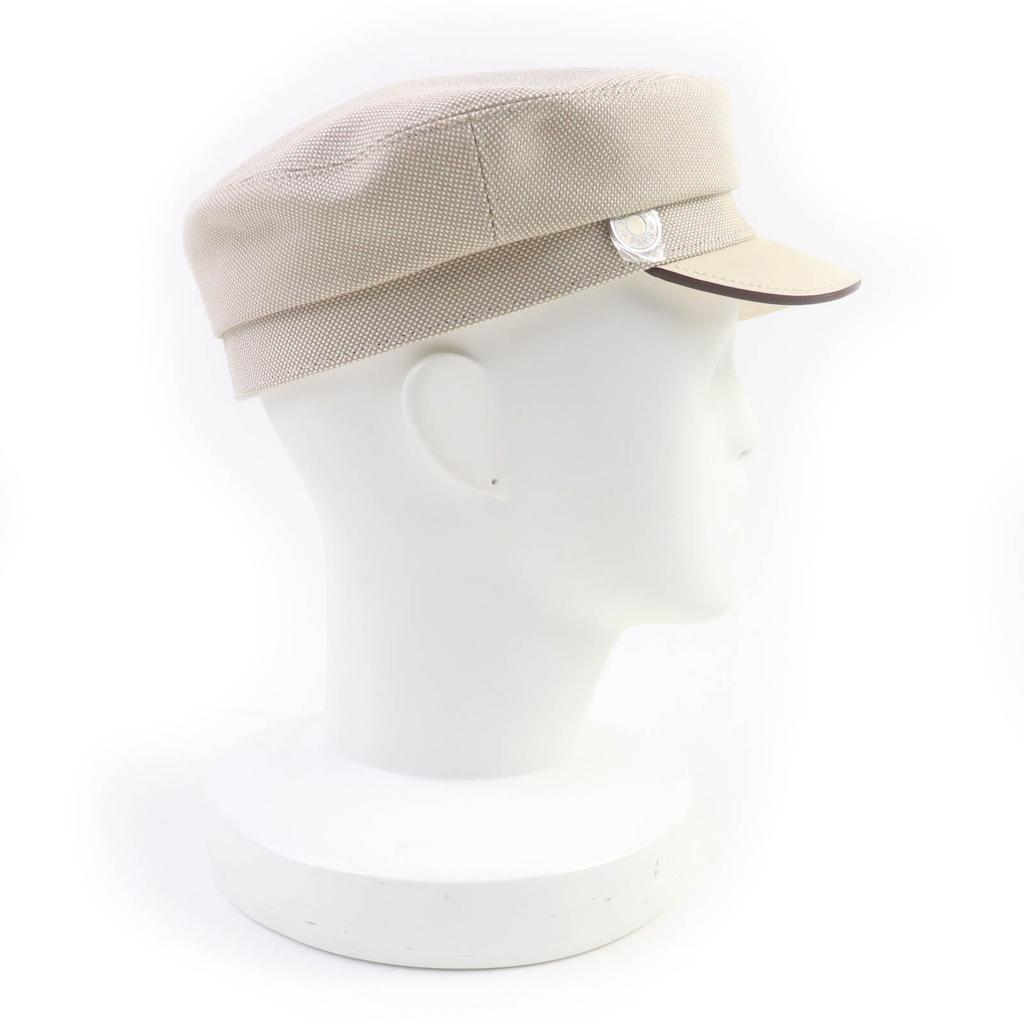 Pristine HERMES Casquette Beige Cotton Women 57 Used