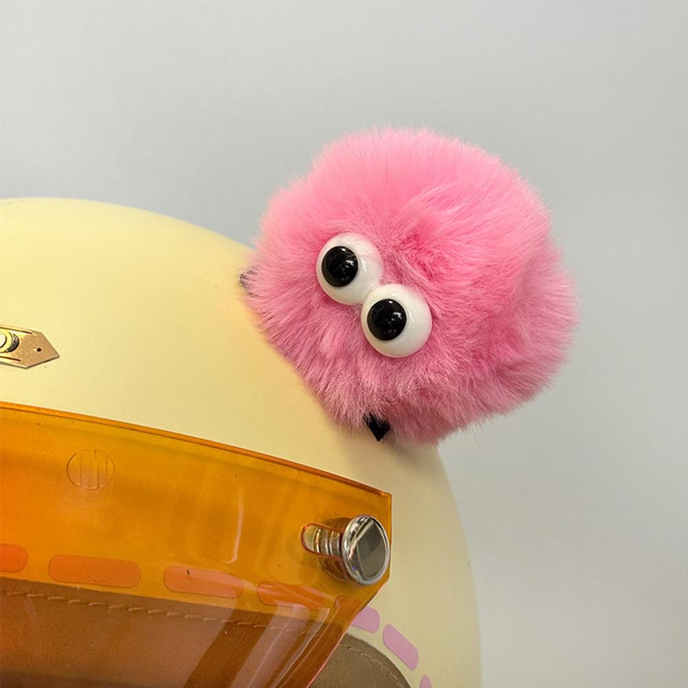 2Pcs Car Motorcycle Helmet Decoration Soft Plush Ball with Big Eyes For Motocross Full Face Off Road Helmet Sticker