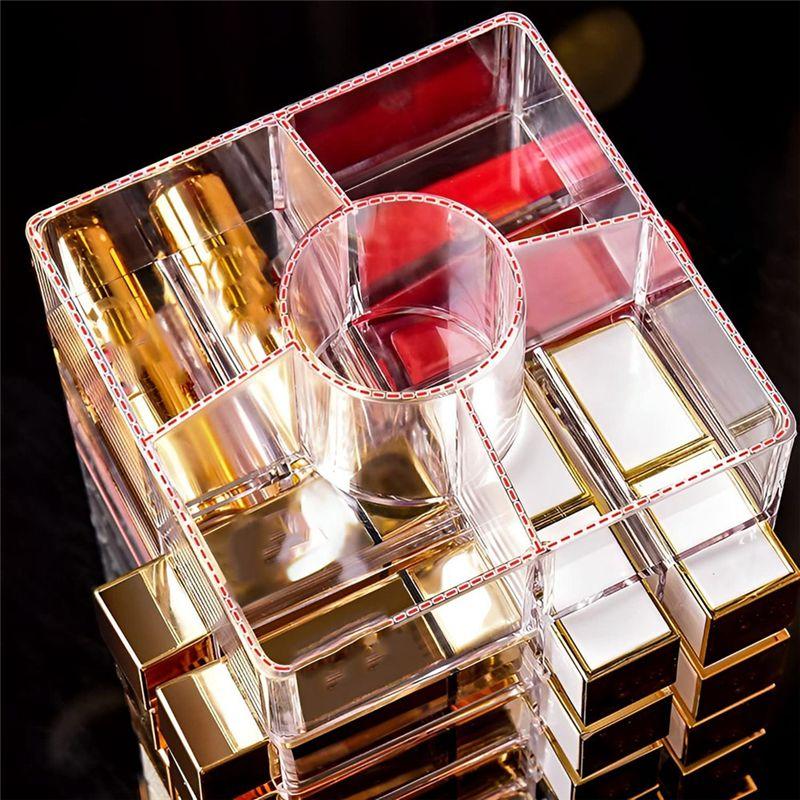 M-Support d'exposition pour rouge à lèvres moderne Rotatif à 360 degrés Support de rangement pour rouge à lèvres en acrylique Peut ranger rouge à lèvres, cosmétiques, etc.