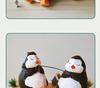 Hand-Carved Solid Wood Fishing Penguin Ornament – Cute Wooden Penguin Decoration