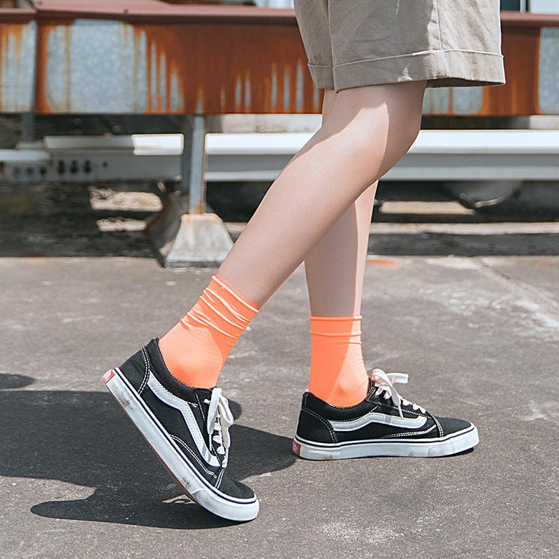 Nylon Samt Socken für Damen, Mittelhohe Dünne Frühjahrs- und Sommersocken mit Schlingen, Einfarbige Eis-Socken für Damen