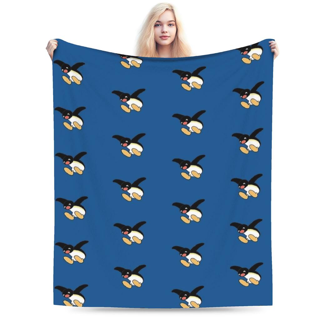 Warme Decke Junge Mädchen Picknick Pinguine Niedlich Überwurfdecke Flanell Tagesdecke für Sofa Bett Flauschige Sofabettdecke