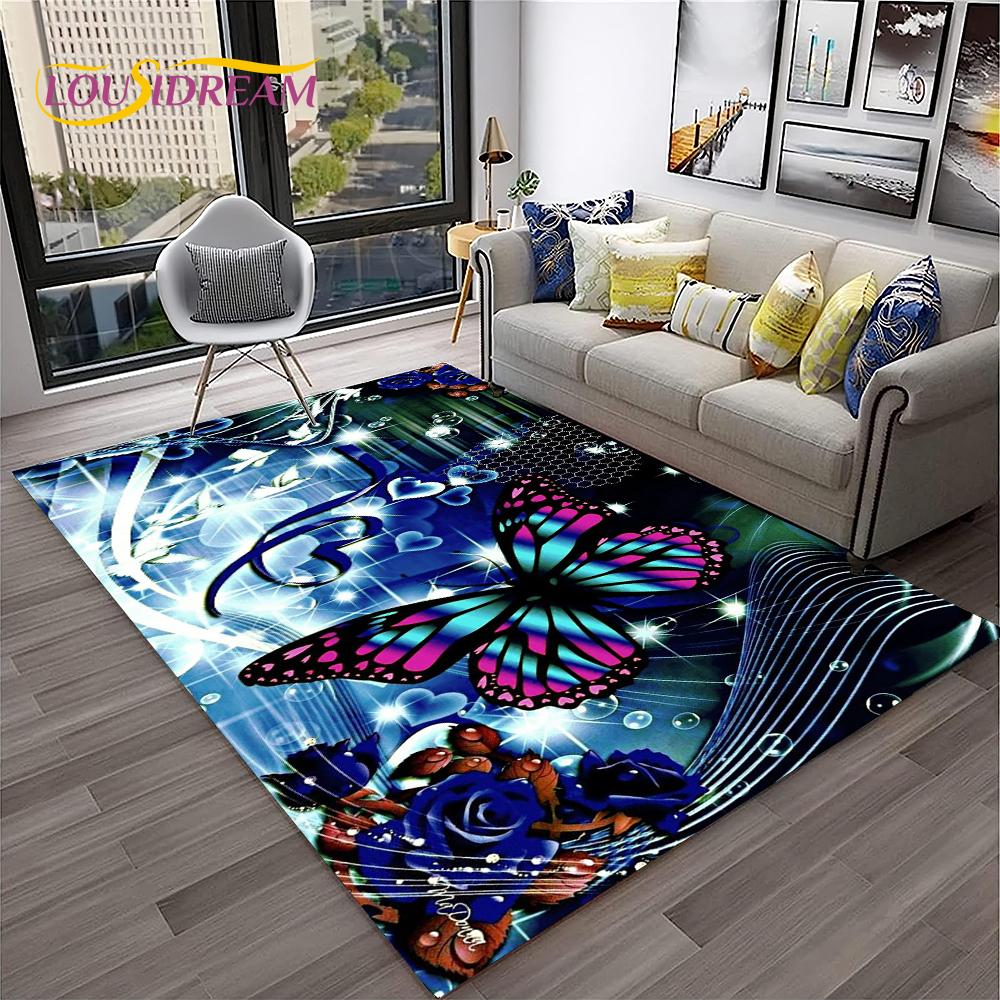 3D Luksusowy Dywan Motyl Kwiat Marzenia Dywan do Domu Salon Sypialnia Sofa Wycieraczka Dekoracja, Dywan Do Placu Zabaw Dla Dzieci Antypoślizgowa Mata Podłogowa