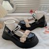 Fashion Ladies Pumps Platform Cute Women's Mary Jane Shoes Pearl Kawaii Round Toe Spring Comfortable and Elegant Non Slip Genuine Mark