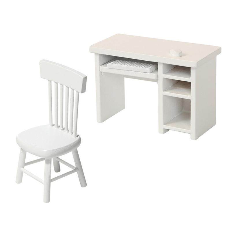 Detailed Mini Office Furniture Set For 1/12 Dollhouses Scene Including Desk And Chair Premium Plastic Materials 1