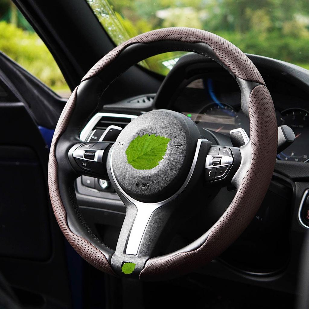 "Ultra-Thin Nappa Perforated Clip-On Steering Wheel Cover: Warm in Winter, Cool in Summer, Non-Slip Design"