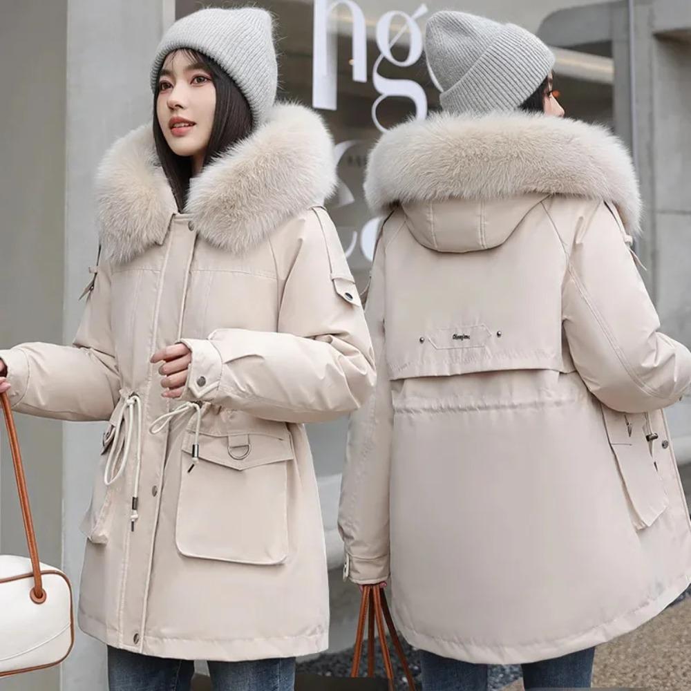 Winter Coat Thicken Parker Women's Warm Detachable Inner Down Cotton Jacket Female Loose Warm Hooded Parkas Overcoat