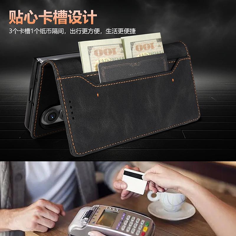 Luxury Business Magnetic Wallet Cards Solt Leather Folding Phone Case for Samsung Galaxy Z Fold 7 6 5 4 3 Bag Book Stand Cover