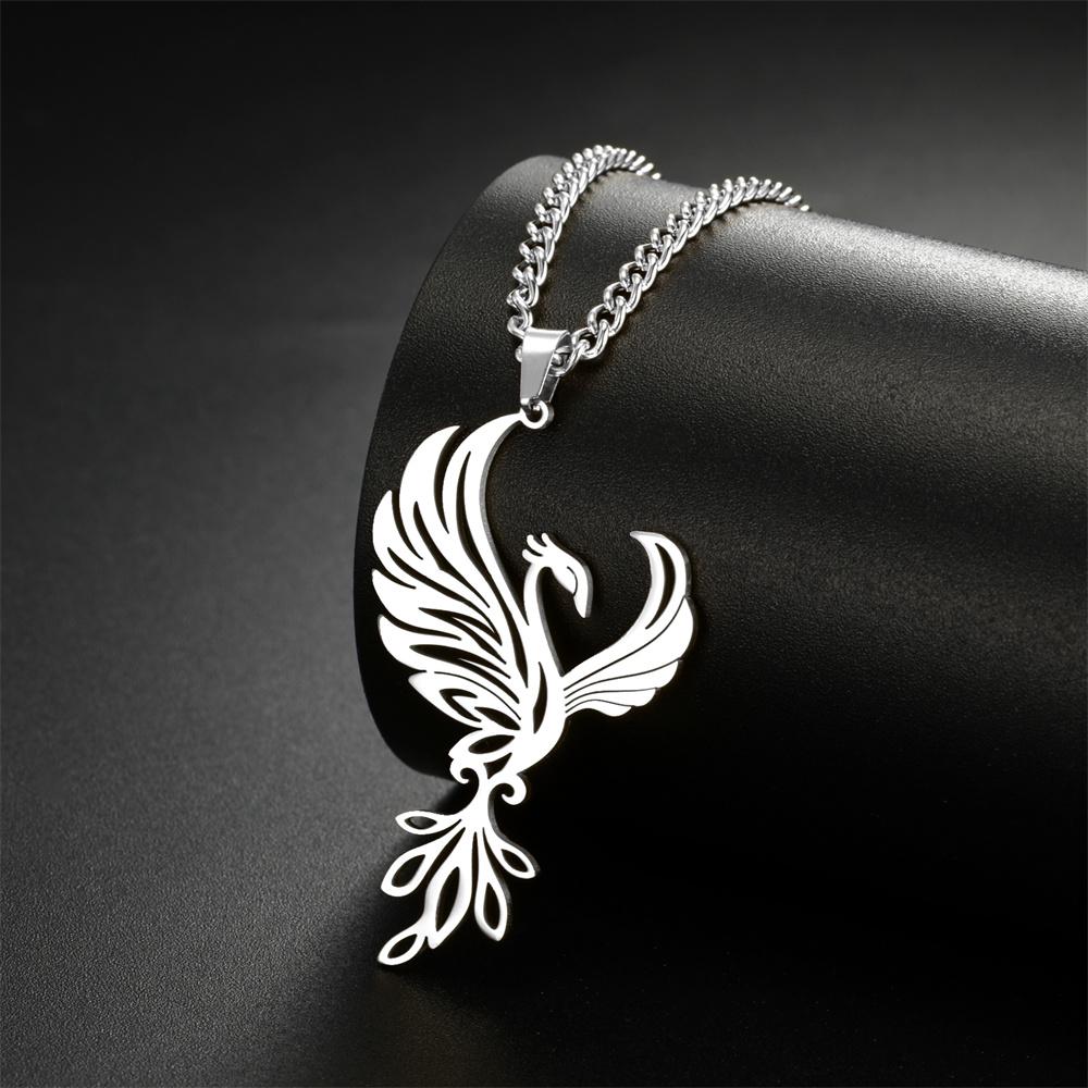 My Shape Phoenix Pendent Necklace for Women Men Stainless Steel Fire Bird Animal Charms Necklaces Choker Chain Jewelry Wholesale