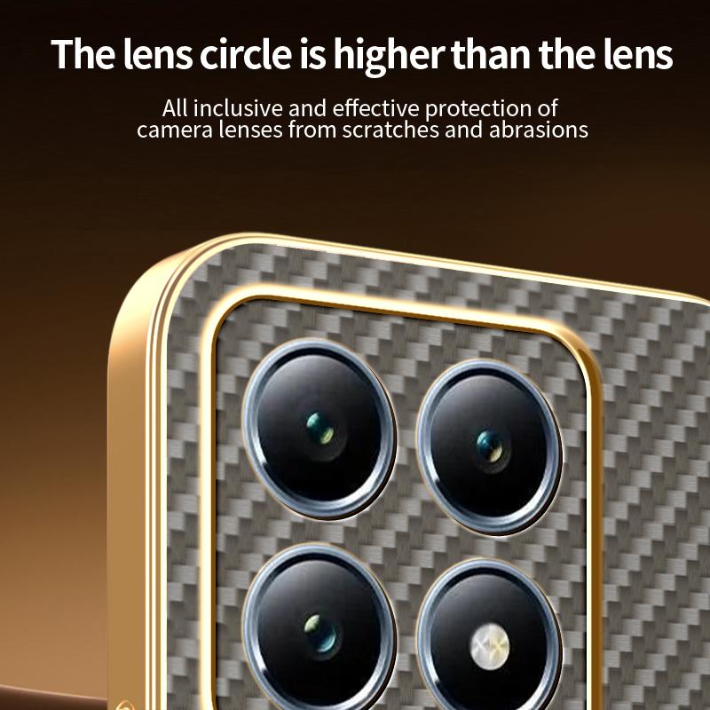 Etui na telefon Xiaomi 14T Pro, Teksturowane włóknem węglowym, Elektroplaterowane TPU, Tylna okładka