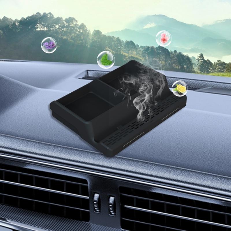 Multifunctional Non Slip Car Dashboard Phone Mount Holder Rack with Parking Number Plate Organizer Storage Box Container