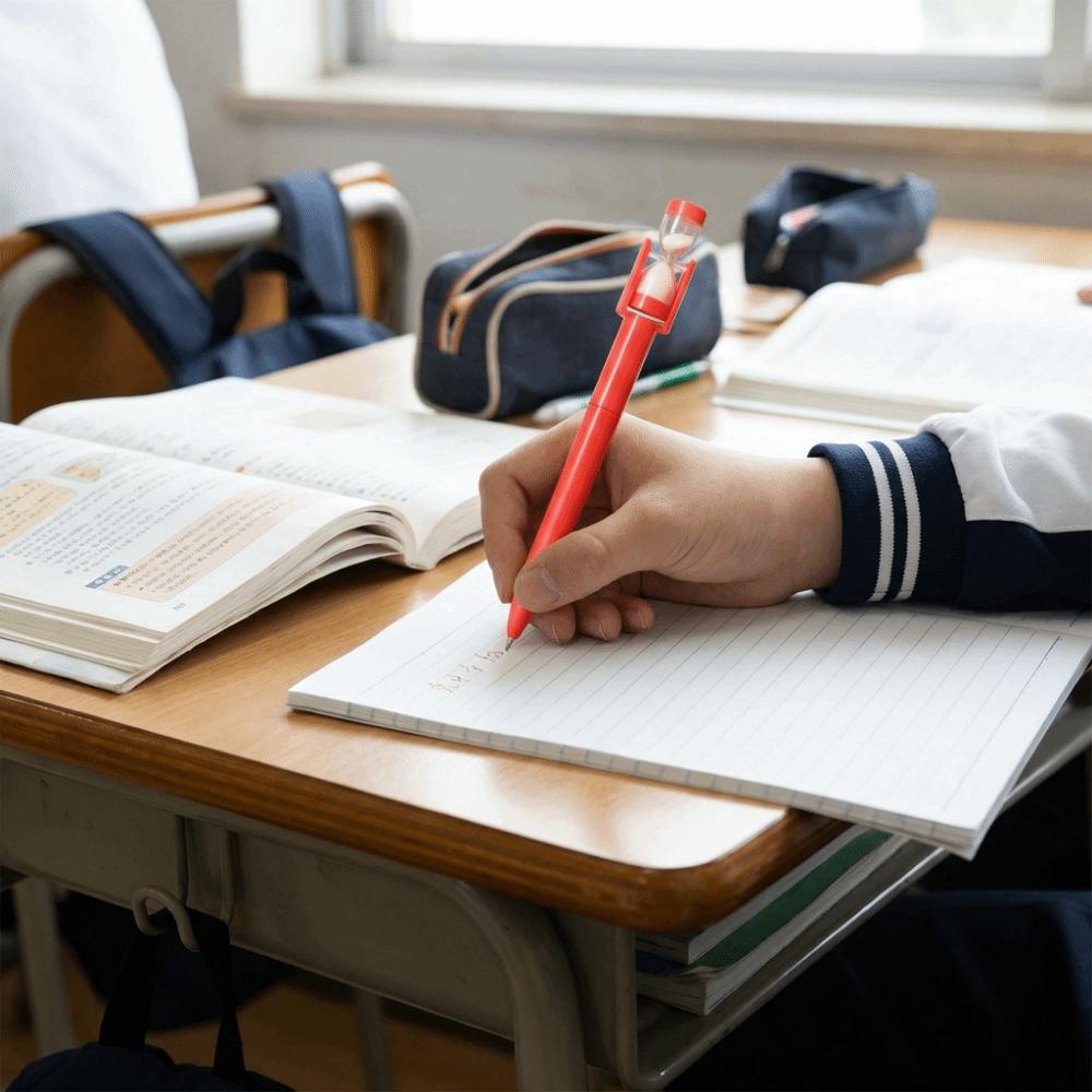 Twist Mechanism Hourglass Ballpoint Pen Black Ink Sand Clock Pen Novelty Pen  Study Gift