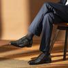 Men's Genuine Leather Slip-On Monk Shoes - Square Toe Business Casual